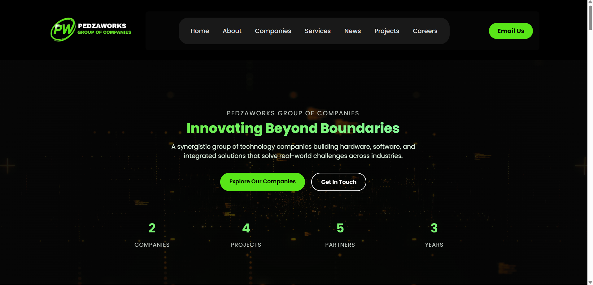 Pedzaworks Group Desktop View